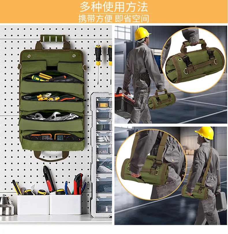 ポータブルハードウェアツールバッグオックスフォード布アクセサリーポータブルロールキャンバス電気バッグツール収納袋詰めツールポーチ