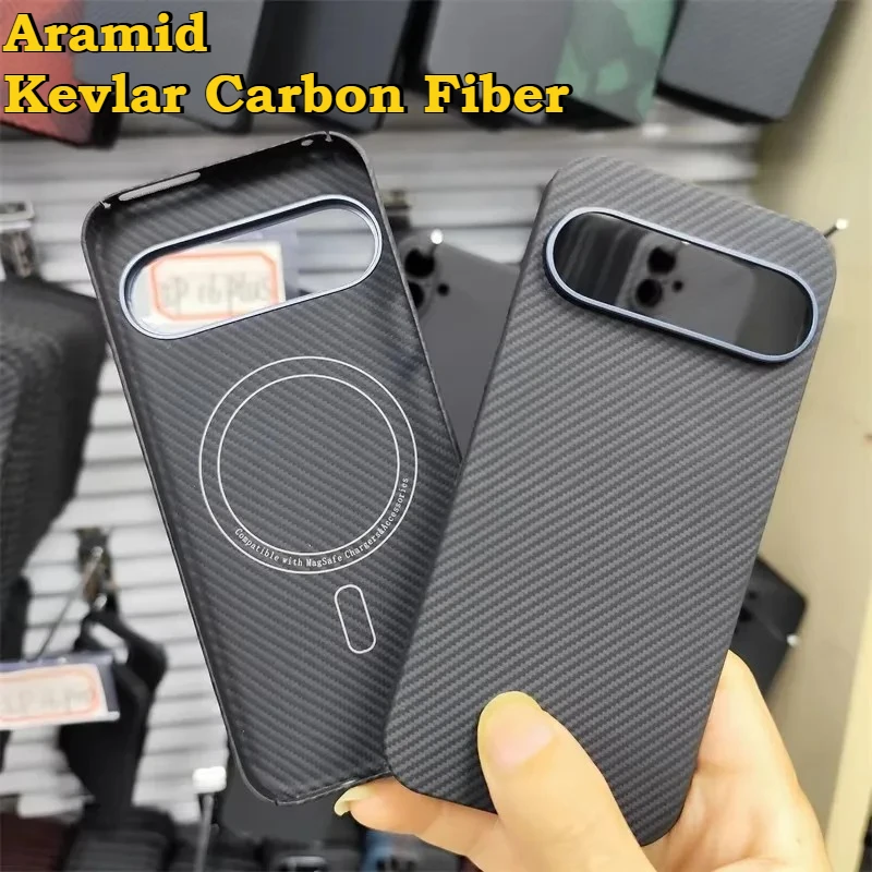 

Ультралегкий чехол из настоящего арамидного кевлара из углеродного волокна для Google Pixel 10 9 Pro XL, противоударный защитный чехол с магнитной беспроводной зарядкой