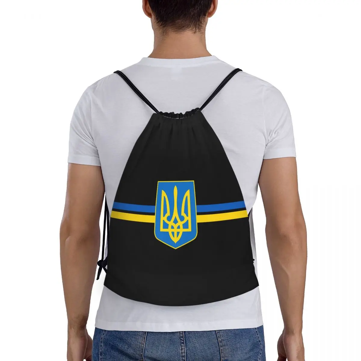 Feel Of Ukraine Stripe Proximity Wstring Sac à dos pour homme et femme, sac de sport de sport, sac d'entraînement Blason 21