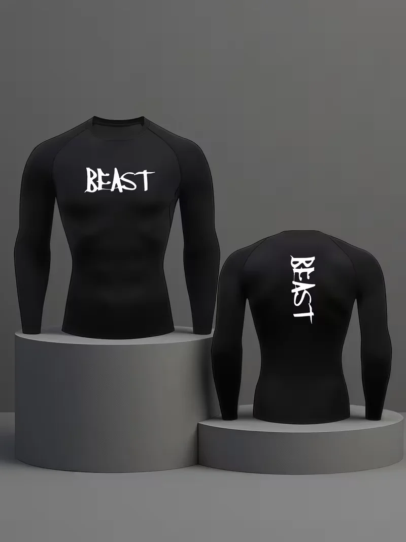 Hot new men's long sleeved high stretch sports running compression shirt - breathable and sweat absorbing long sleeved top view 4