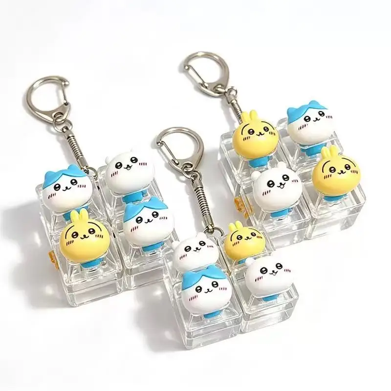Chikawa 26-Key Stress Relief Keychain Cap Clicker, 4-Key Upward Pendant, Cute Hachiware Rabbit Stress Relief Toy Charm Gift
