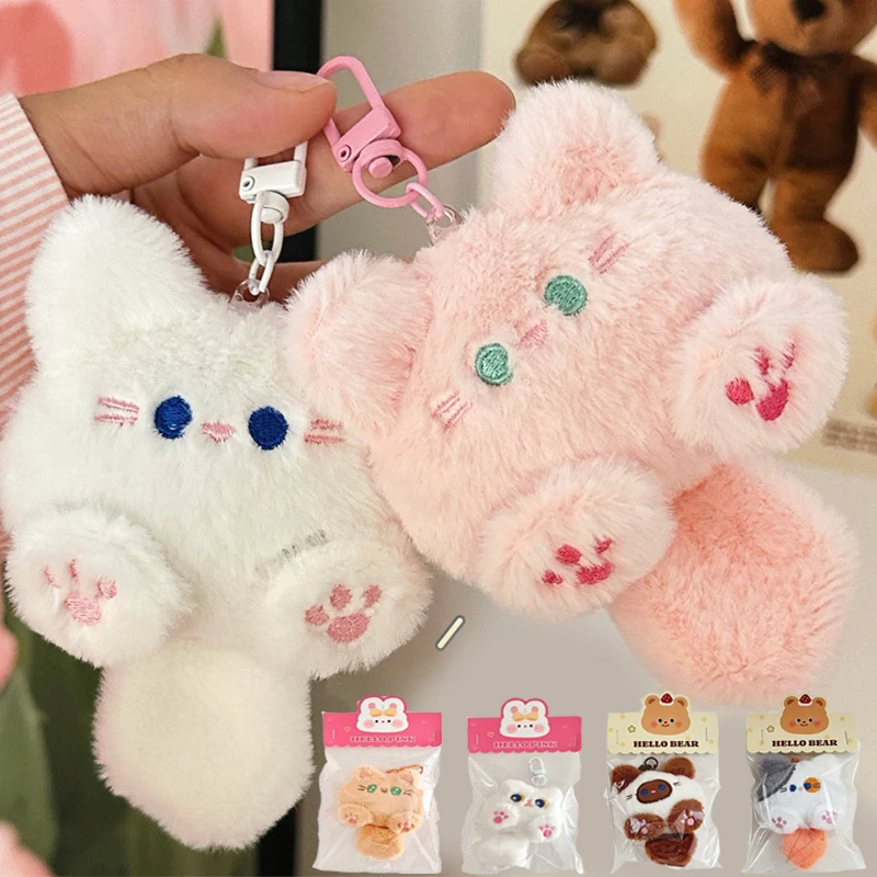 Gato de pelúcia carteira chaveiro macio animal de pelúcia pequeno gato saco carro pingente chaveiro berloque crianças chaveiros de pelúcia acessórios