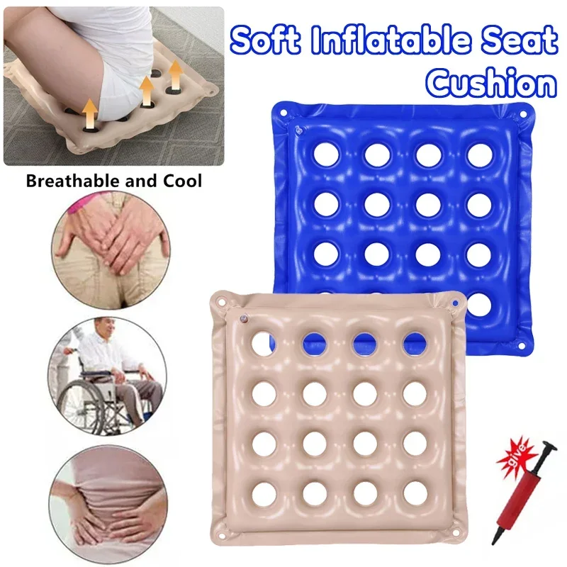 

Summer Pvc Cushion Square Inflatable Anti-decubitus 16 Holes Cushion Solid Color Breathable Office Stool Cushion