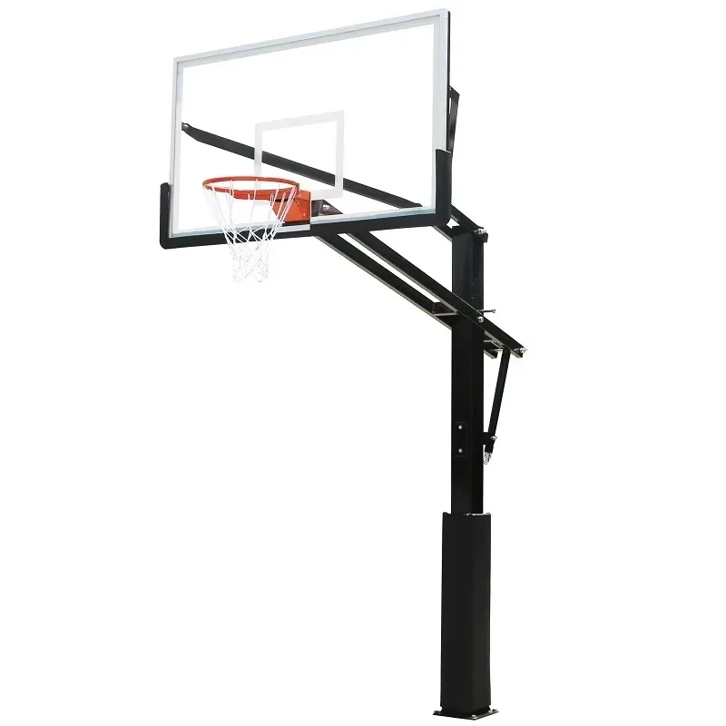 Height Adjustable Insert Basketball Stands Backboard And Rim For Versatile Indoor Court Use