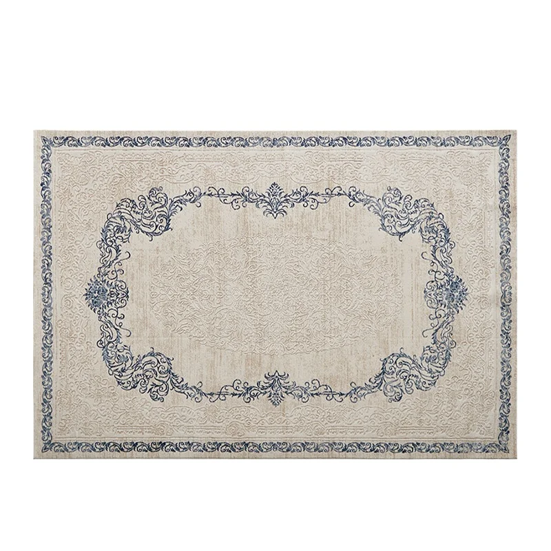 

Turkish glue-free woven imitation wool carpet, French light luxury, bedroom dirt-resistant floor mat