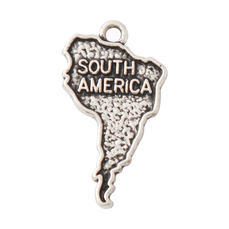 

Fashion Antique Silver Color Alloy South America Map Charms 15*25mm 50pcs AAC253