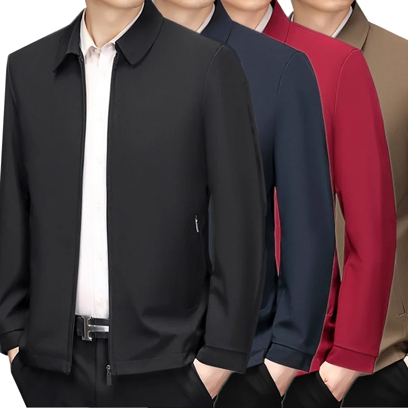 

2025 Autumn / Winter Men’s Solid Color Zipper Jacket，Perfect for Mens Business Leisure Wear