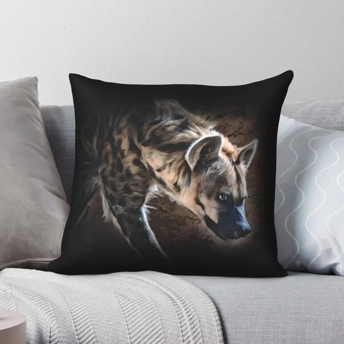 Spotted Hyena In Shadows Pillowcase Polyester Linen Velvet Printed Zip Decor Throw Pillow Case Bed Cushion Cover