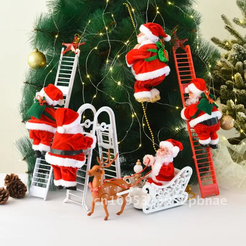 

Crawling Beads Santa Claus Music Electric Doll Crawling Rope Christmas Gifts Christmas Decorations