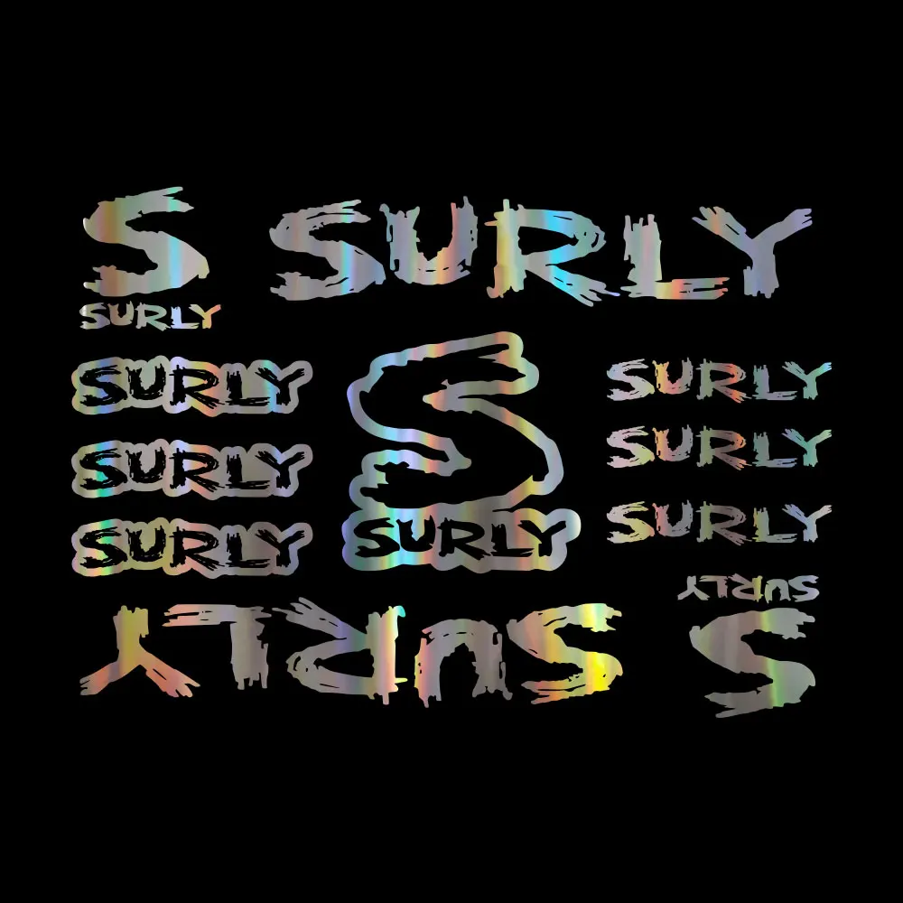 11Pcs Surly Bicycle Frame Stickers Waterproof PVC Adhesive Decals For MTB Touring Fat Bike DIY Frame Decor