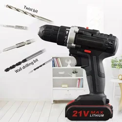 21V Electric Impact Cordless Drill High-power Lithium Battery Rechargeable Wireless Hand Drill Home DIY Electric Power Tools