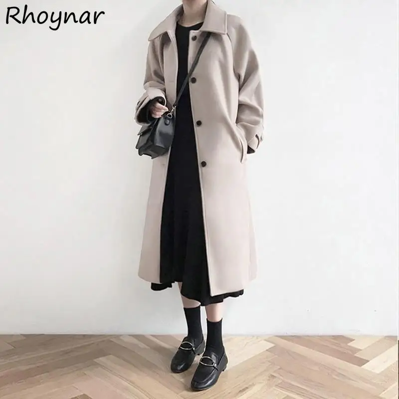 

XS-3XL Thicken Blends Women Solid Leisure Basic Korean Style Elegant Minimalist Modern Prevalent All-match Young Delicate Tender