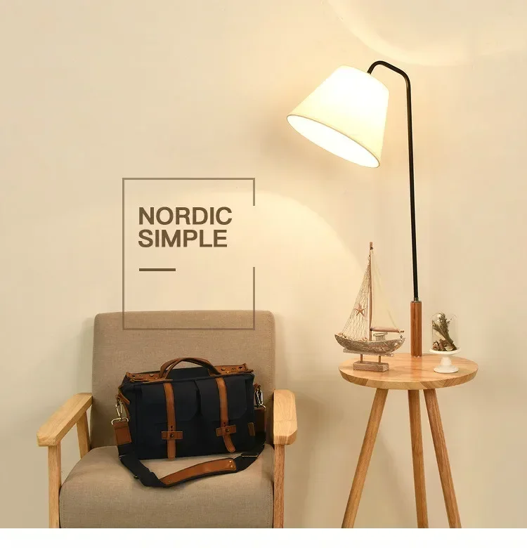 

Creative Nordic simple tea table bedroom bedside lamp three foot fishing table lamp living room vertical floor lamp