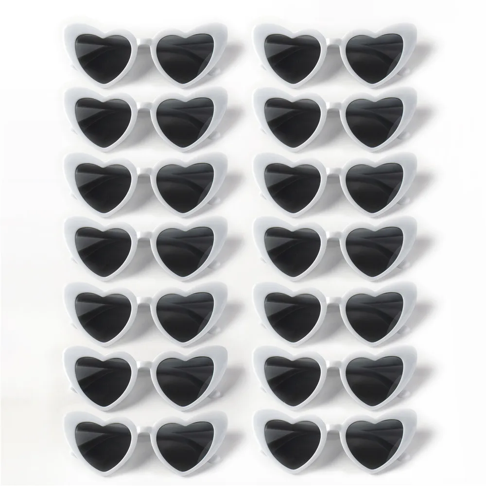 14PCS Cat Eye Glasses Heart-Shaped Plastic Frame Polycarbonate Decorative Vintage Included for Party Wedding Music Festival