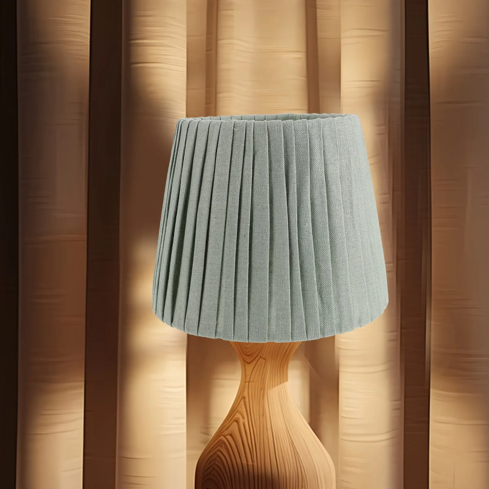 Small Fabric Lamp Shade Green Pleated for Bedside Desk Nightstand Lamps Spider Fitter Cottage Farmhouse Decorative Lamp Cover