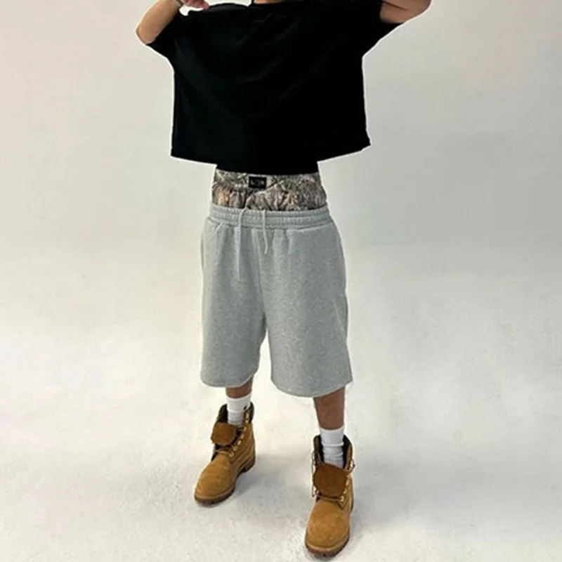 

【Timeless Винтаж в американском стиле】Повседневные брюки из двух частей с двойным поясом и фактурными штанами с цветными блоками