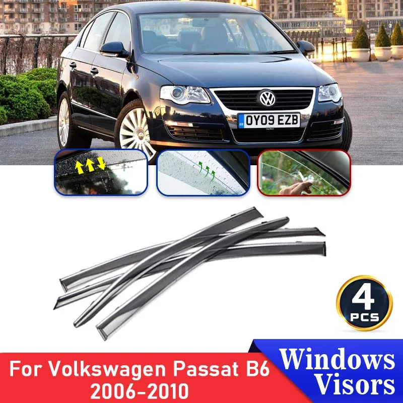 Car Side Window Deflectors For Volkswagen VW Passat B6 6 2010 2009 2008 2007 2006 Auto Windshield Rain Eyebrow Guard Sun Visor