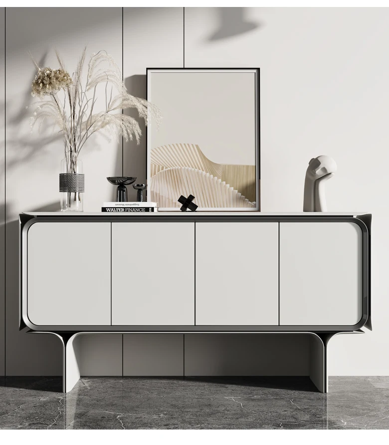 A  Italian light luxury dining side cabinet simple luxury entrance cabinet simple modern wine simple white locker