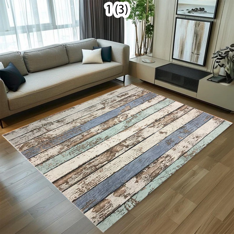Vintage Wood Grain Area Rug Distressed Rustic Floor Mat Non Slip Washable Retro Carpet for Living Room Bedroom Minimalist