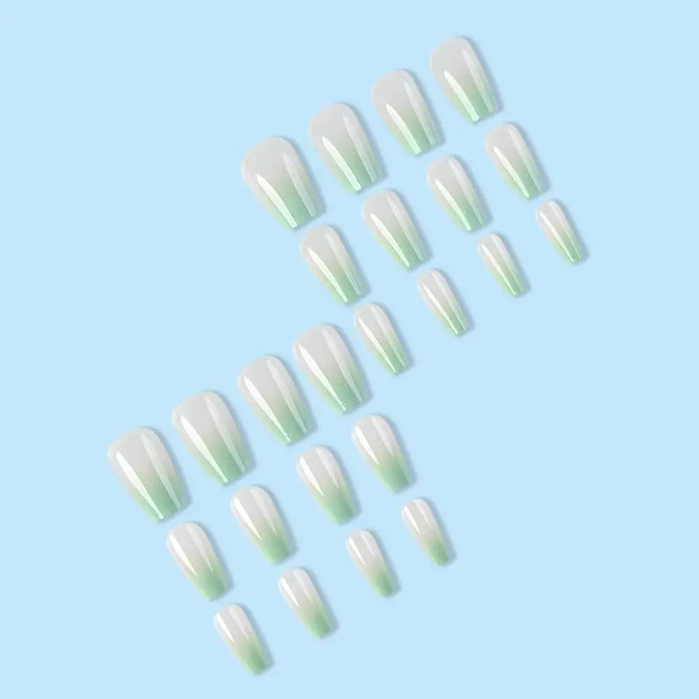 Novo longo bailarina e quadrado unhas falsas francês listra branca dicas de unhas cobertura completa destacável unhas falsas mulheres meninas