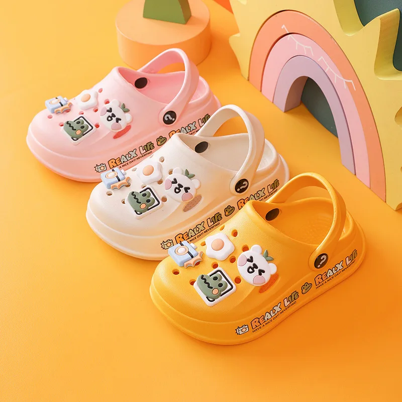 Kids Sandals Boys Girls Summer Cartoon Non Slip Garden Shoes Outdoor Beach Sport Clogs Shoes Children Cave Hole Baby Slippers