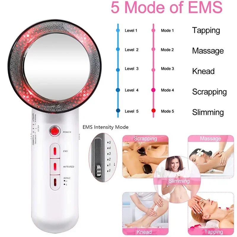 3 in 1 EMS Ultrasound Cavitation EMS Slimming Fat Burner Body Slim Massager Infrared Ultrasound Therapy tool Skin Tightening