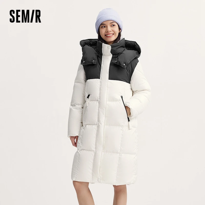 Semir Down Jacket Women Long Length Water-Repellent 2024 New Winter Detachable Hood Winter Clothing