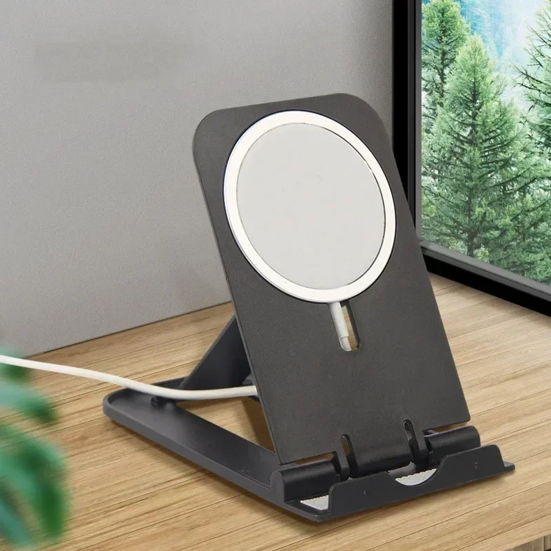 

Folding Stand Holder Cradle Plastic Black Phone Holder for MagSafe Wireless Charger for IOS Phone 14 13 12 Phone Holders