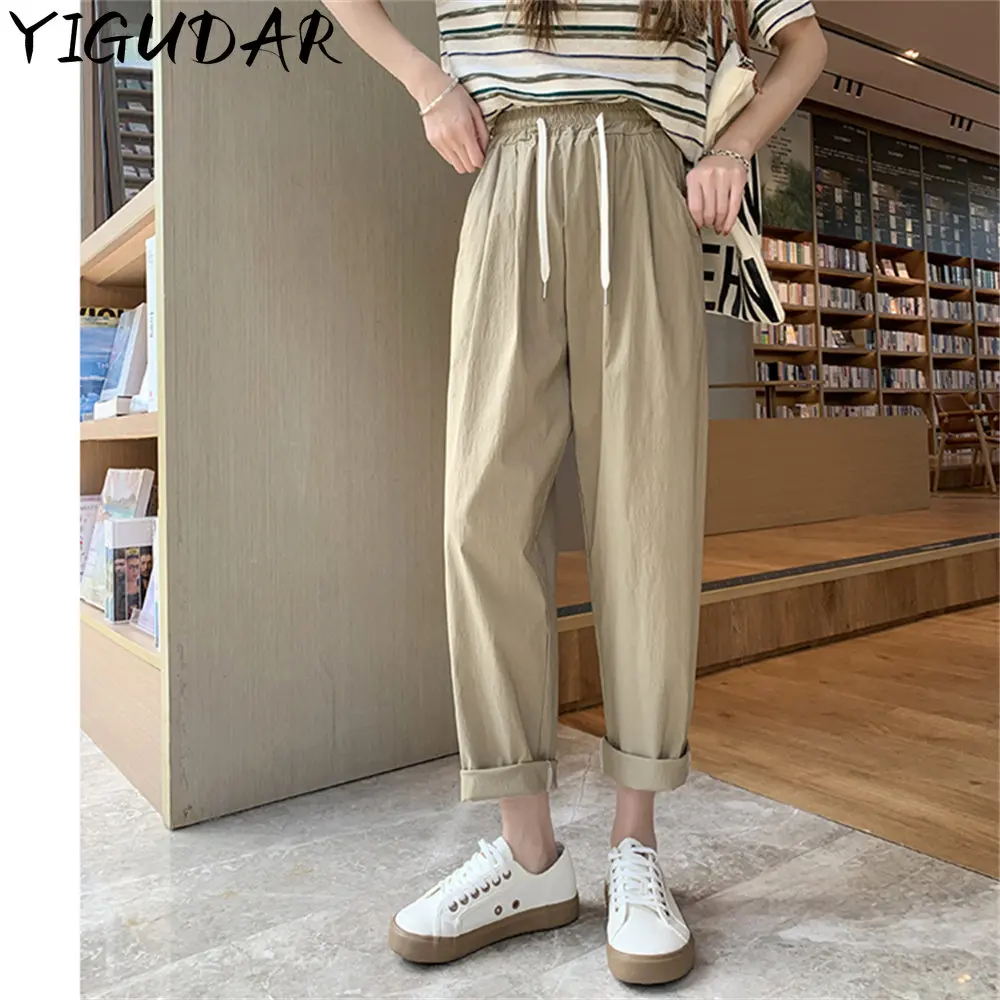 

Cotton Pants For Women High Waist Elastic Pants Female Casual Trouser Women Clothing Pencil Pants y2k streetwear Female body