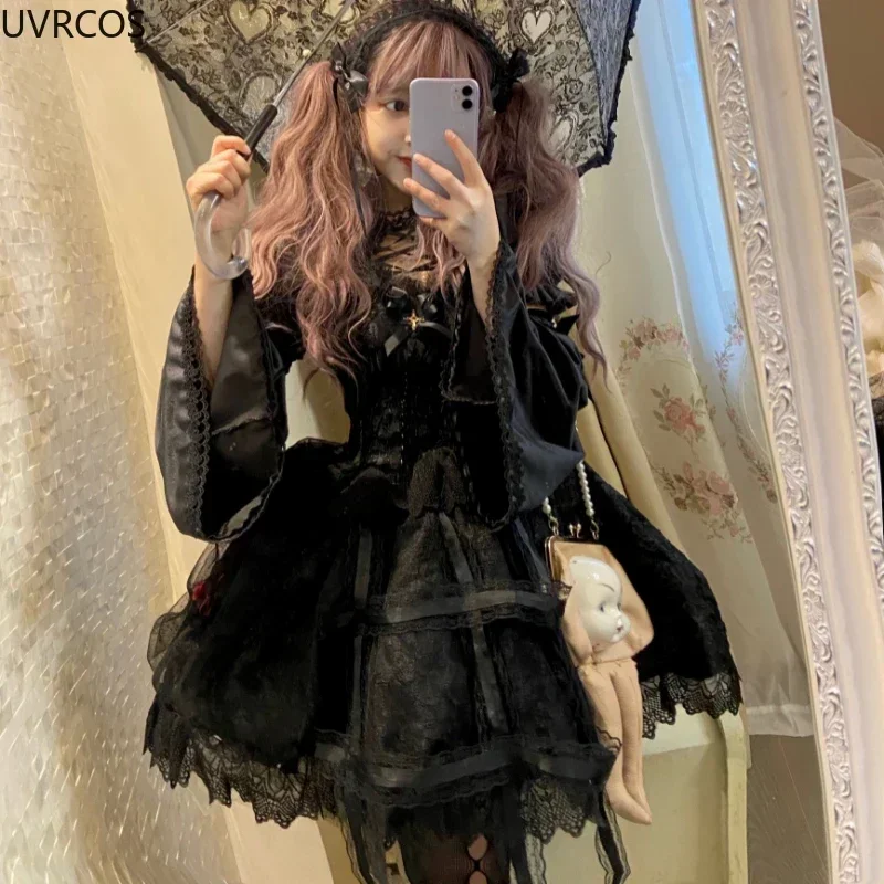 Robe Lolita Gothique Victorienne Japonaise en Dentelle Douce pour Femme, Tenue de Princesse Vintage, Rose, Tenue de ix, Cosplay Sombre