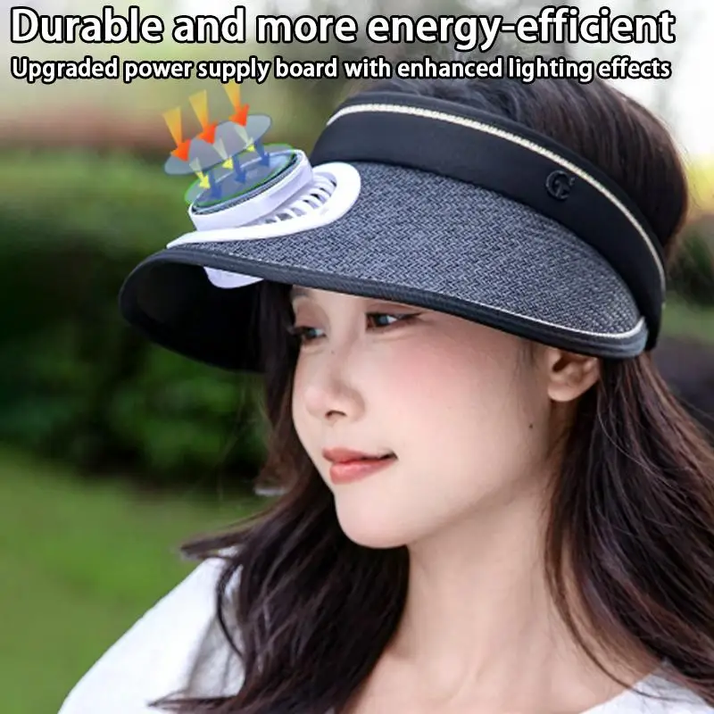 ** Hot Breathable Cooling Fan Hat Sunscreen Fan Sun Visor Hat Fishing Hat Cooling Peaked Cap Hat Miniature Fan Charging Hat Fan