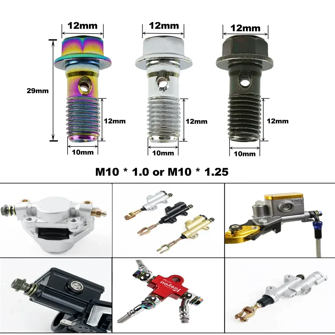 M10*1.0/1.25MM śruba banjo zacisku hamulcowego śruba spustowa oleju dla Yamaha Kawasaki Suzuki Aprilia śruba węża hamulcowego motocykl uniwersalny