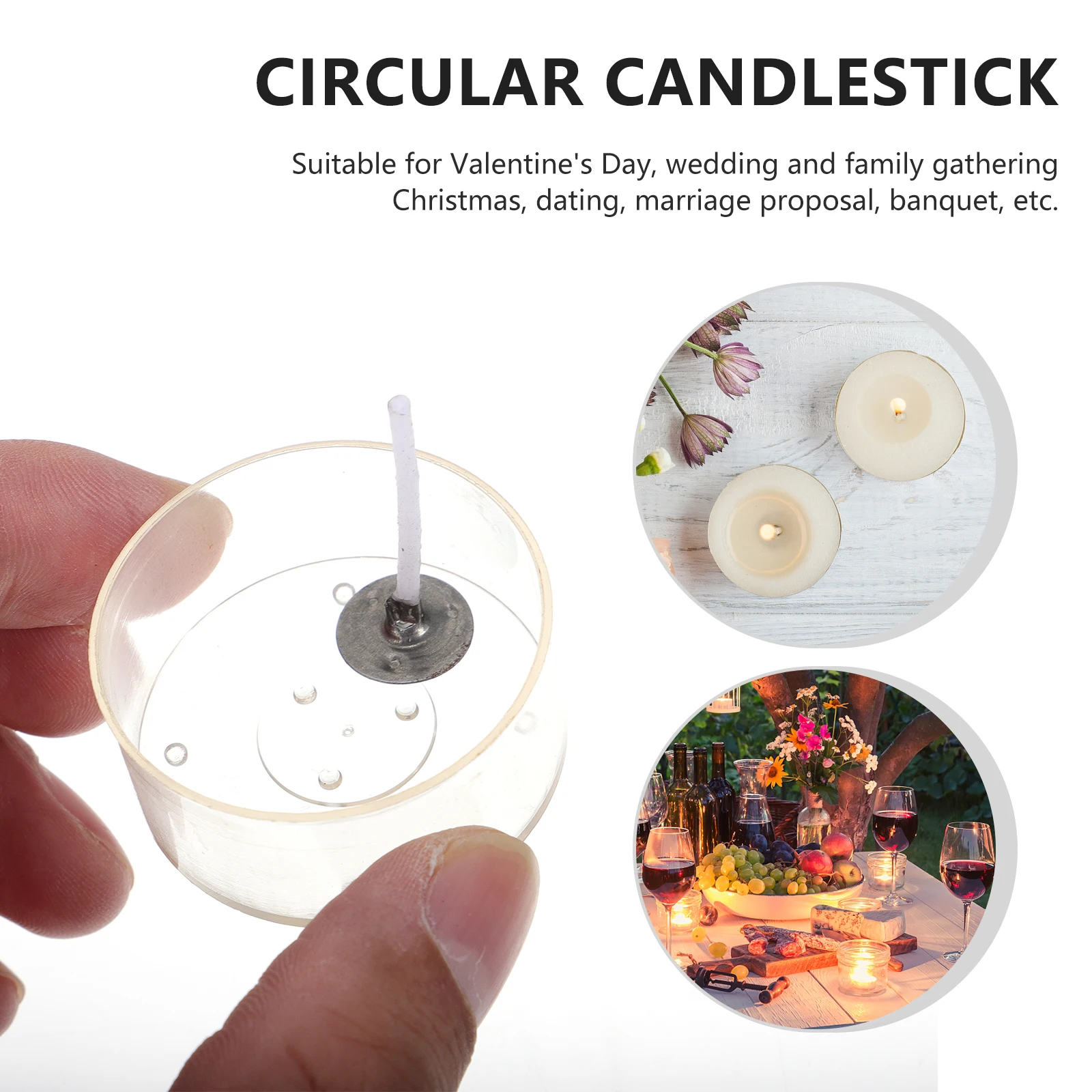 

100 Making Kit 10 Plastic Tealight Holders Round Transparent Wax Molds DIY Supplies Valentine Wedding Wick Tools