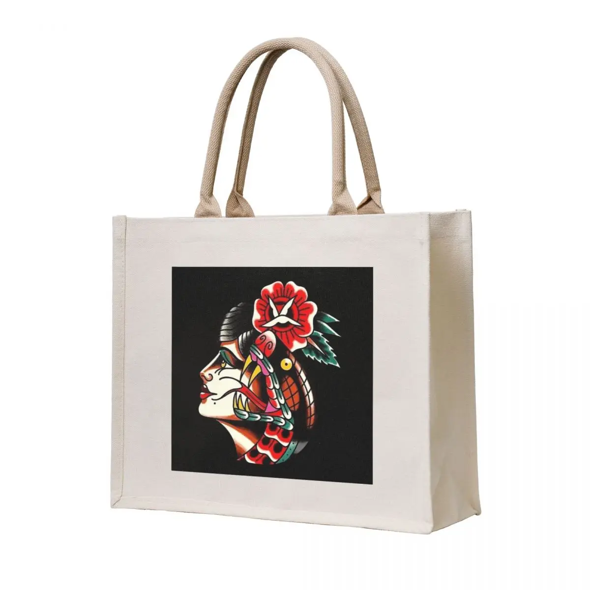 

Traditional Snake Lady Tattoo Tote Bag Shopper bag shopping bag shopping logo Large bags for women