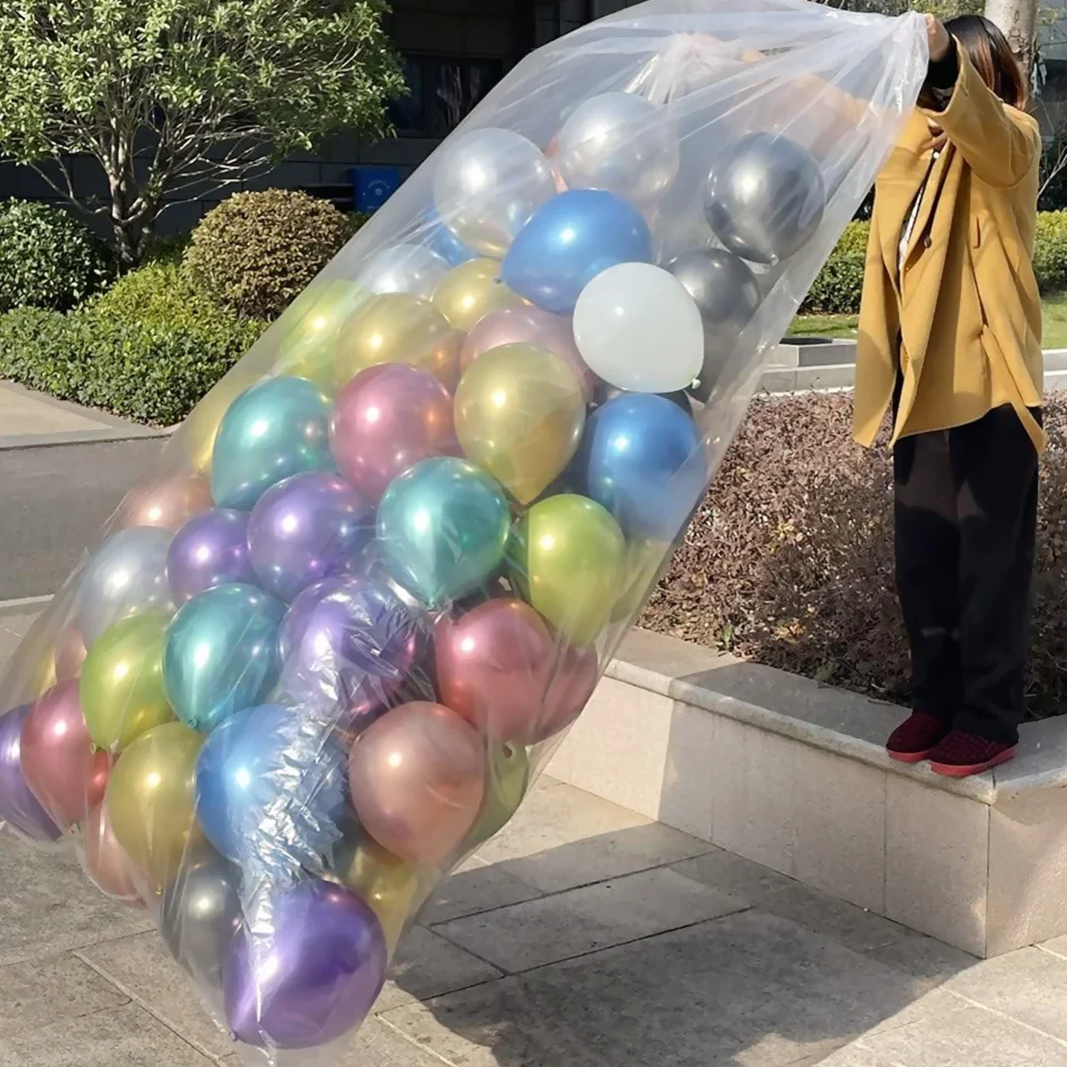 Bolsa de almacenamiento para globos, 1,2x1,5 m, para transporte de globos, bolsa de plástico grande y transparente, herramienta, bolsa de almacenamiento para eliminación de árbol de Navidad, 1 Uds.