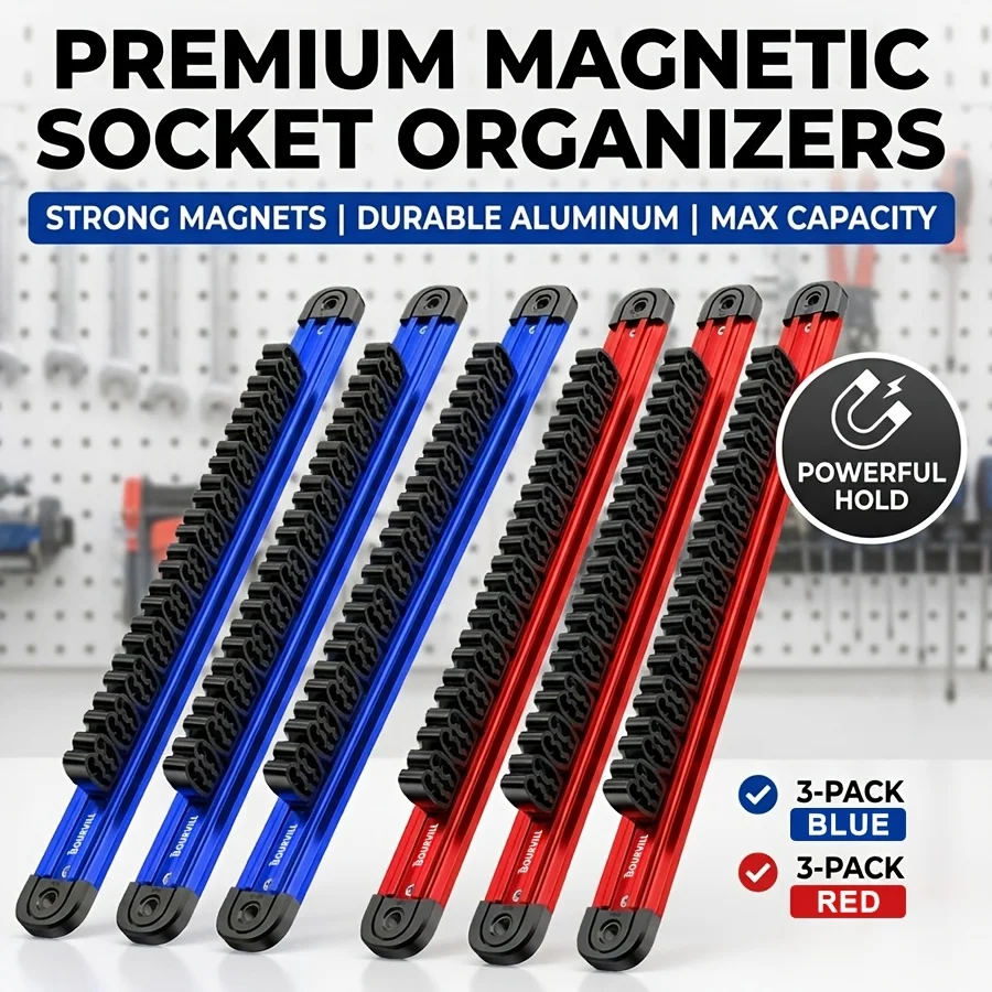 6pcs Tool Organizer with Magnetic Type, Magnetic Screwdriver Storage Box And Wrench Storage Box, Tool Box Organization, Magnetic Tool Rack, Tool Box Trolley Box Workshop Tool Rack, Plastic Track Frame with Clips