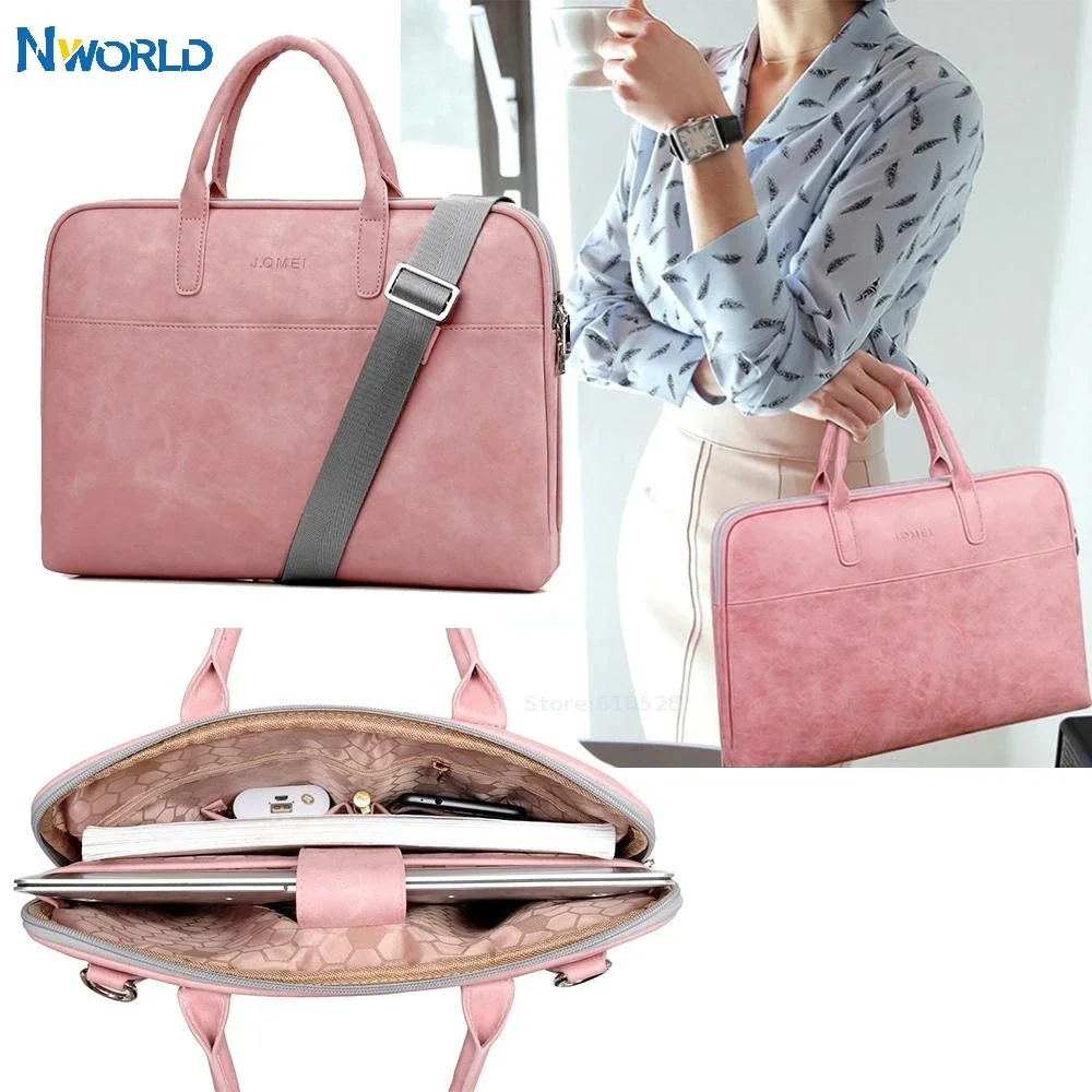 PU Portable Case Pouch Laptop Bag 13 14 15 inch Shoulder Bag Woman Laptop Briefcase Portable Case For hp xiaomi For Teenagers