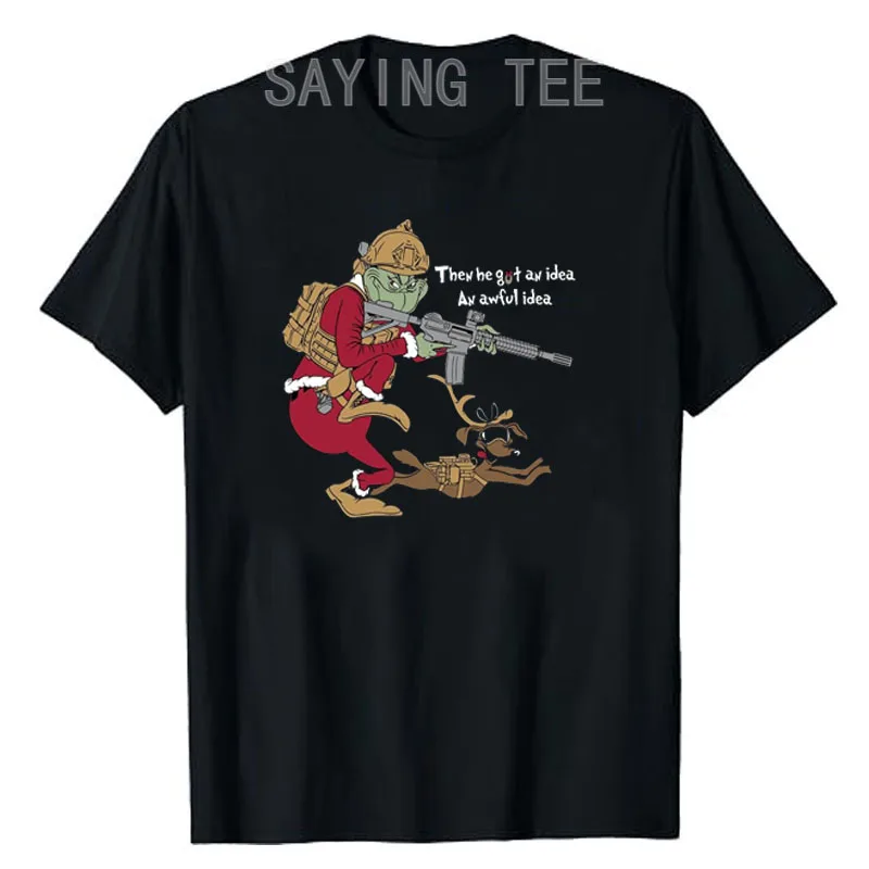 Funny Operator Santa Claus Men's Fashion Clothing Then He Got An Idea An Awful Idea Humorous T-Shirt Sarcasm Saying Tee Y2k Top