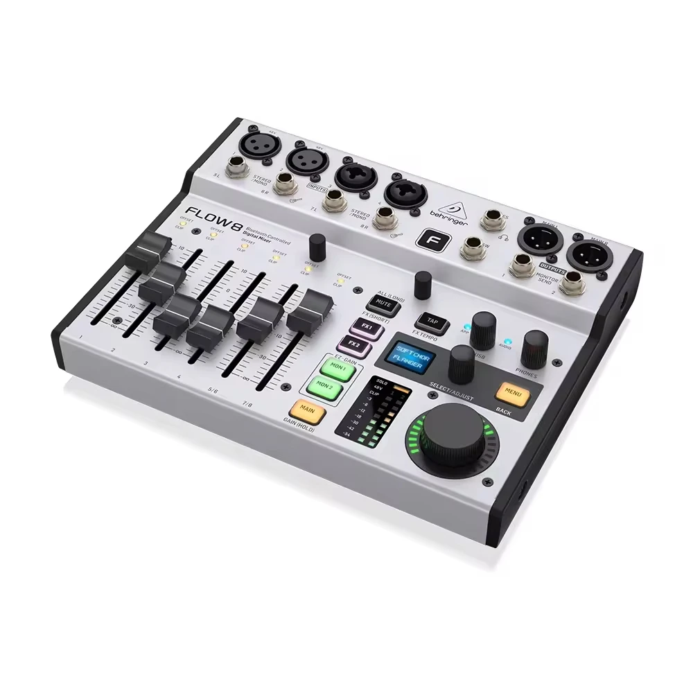 FLOW 8 Digital Audio Mixer Bluetooth Live Sound Console with USB Interface for Studio and Stage