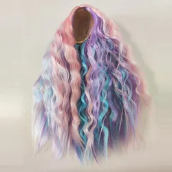 1/3 1/4 1/6 1/8 ke er bjd jd wigs high temperature fibe blue long hair part instant noodle roll doll curl wig doll accessories