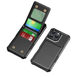 Flip Wallet Card Slot Holder Phone Case for IPhone 16 Pro Max 16 Plus Pocket Stand Bracket Soft TPU & PU Leather Back Cover
