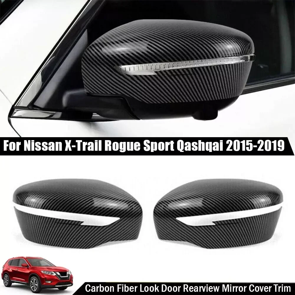 For Nissan Qashqai X-Trail Murano Rogue Pathfinder 2015-2019 Rearview Side Mirror Cover Wing Cap Rear View Case Trim Sticker