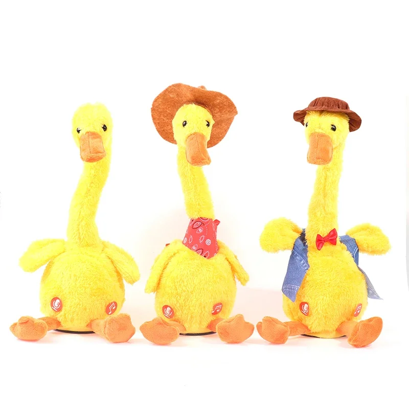 1pc dança pato brinquedos de pelúcia eletrônicos repetir falando cantar registro voz carga usb engraçado música luminescente presentes brinquedo de pelúcia