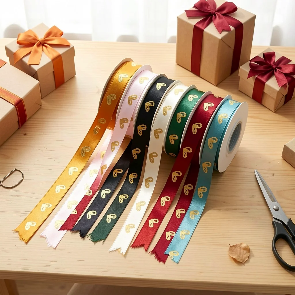 Hot Stamping Ribbon Hot Stamping Bow Making Ribbon Satin Ribbon Elegant For Flower Packaging Gift Wrapping Hair Accessory