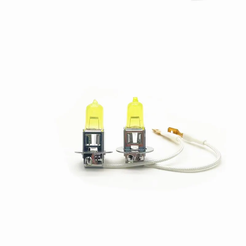 2 Pcs H3 12V 55W Yellow Lights 3000k Car Headlight Auto Fog Lamps Halogen Bulbs