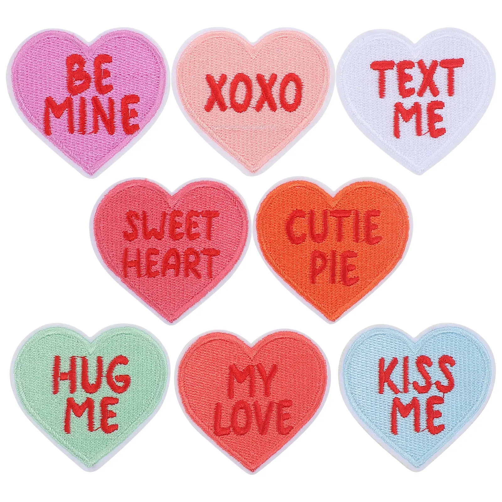 

8 шт., комплект тканевых нашивок для пар, аппликации с вышивкой в виде сердца, железные нашивки для ремонта одежды, шапки, сумки, куртки, износостойкие