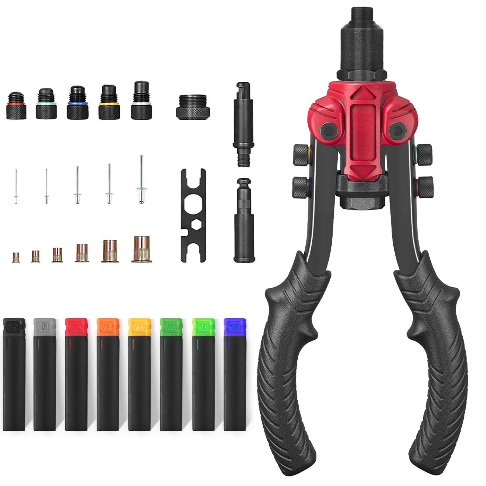 

Rivet Nut Tool,3 in 1 Rivet Setter Kit,Rivet Nut Pliers Set with 6 Metric and SAE Mandrels,Including 60PCS Rivet Nuts