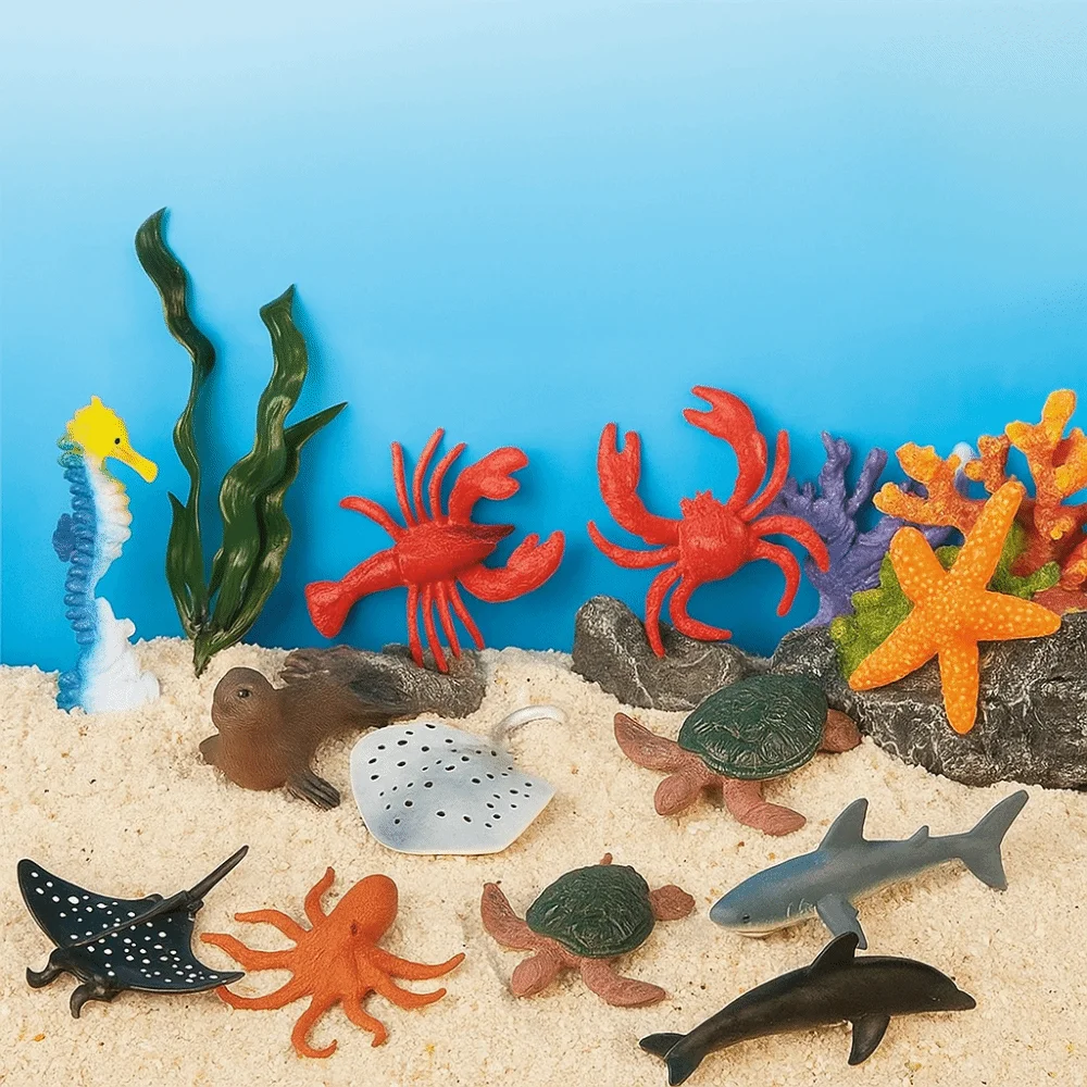 12pcs Plastic Sea Life Animals Model Shark Turtle Crab Starfish Ocean Animals Ornaments Collectible Multicolor - view 2