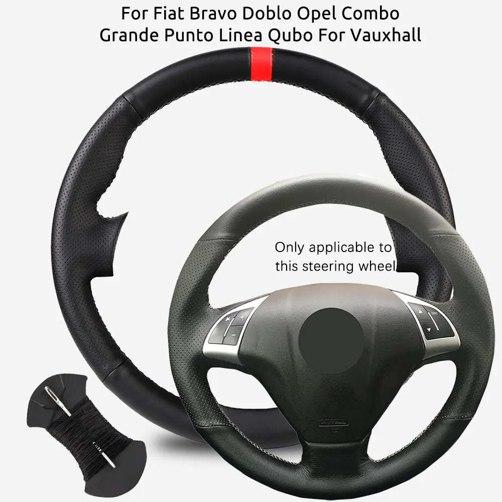 Capa trançada personalizada para volante de carro, para fiat bravo doblo opel combo grande punto linea qubo para vauxhall, envoltório de direção