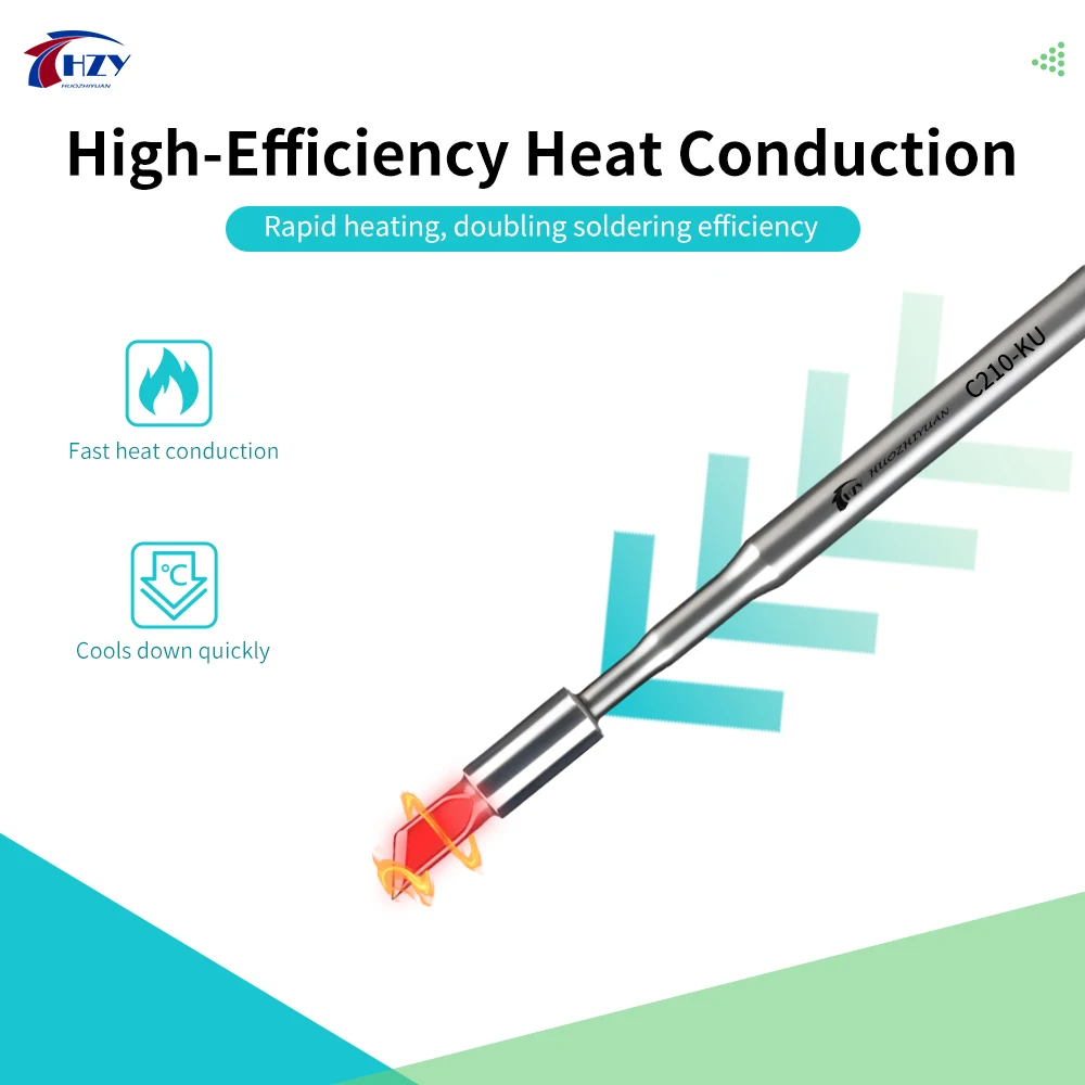 HZY C210-D/C/B/S/KU Soldering Iron Tips Rapid Heat Conduction Heating Core Suitable for JBC/Sugo/Aifen Soldering Station Handle